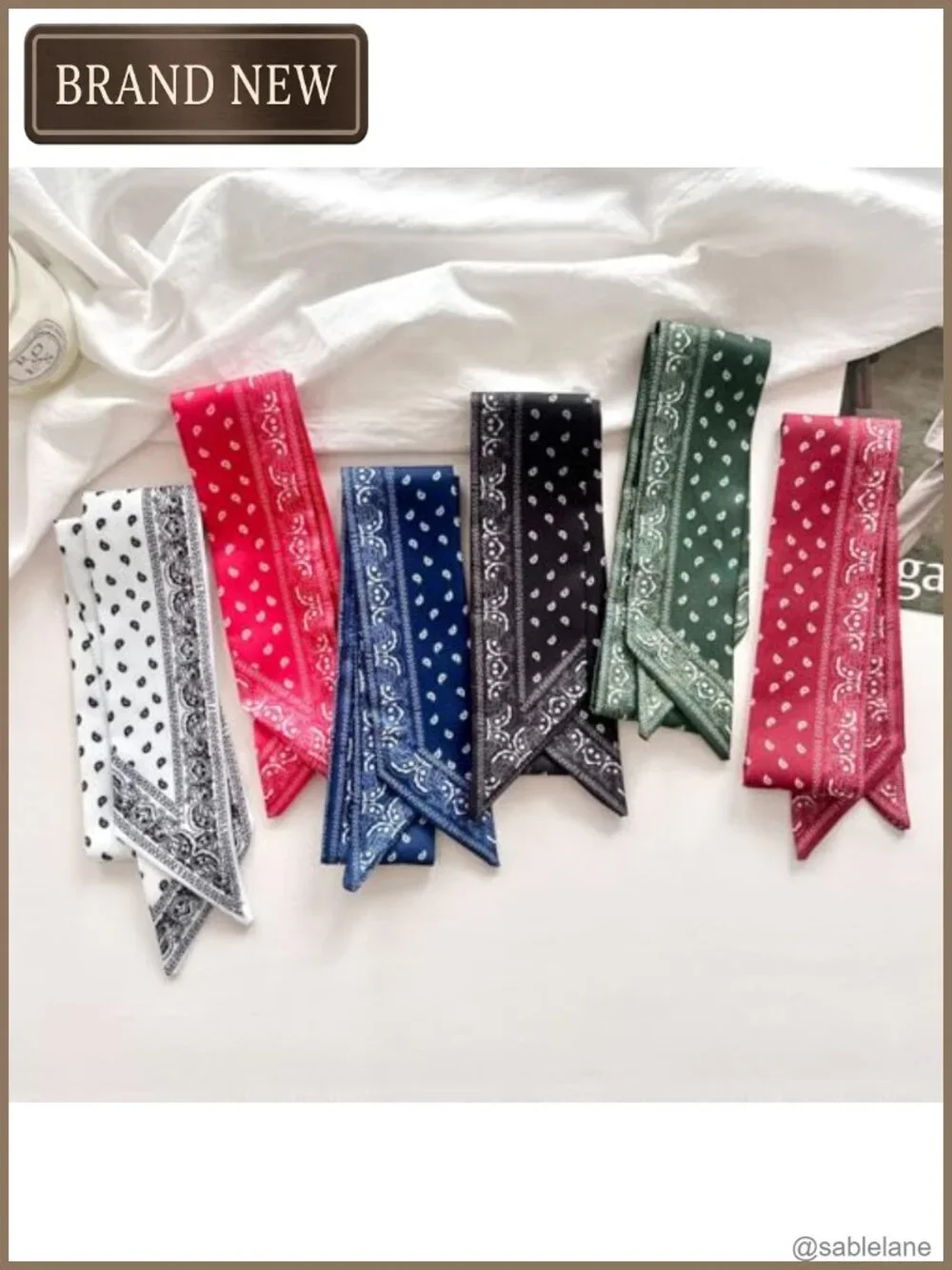 4 Silk Feel Fashion Scarves - Versatile Headband Neck Scarf Set Gift